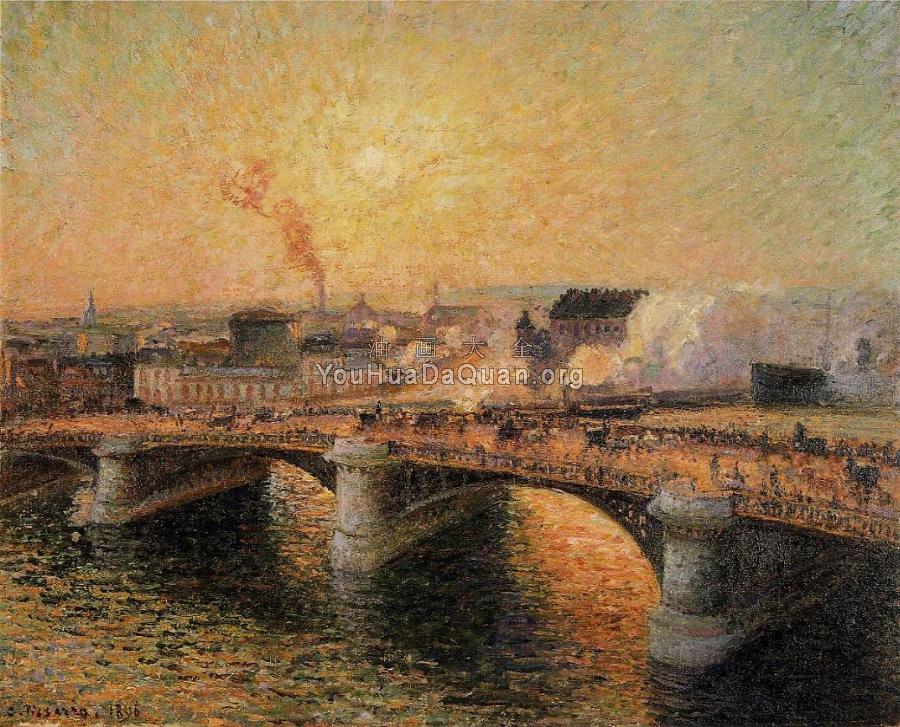 The Boieldieu Bridge, Rouen, Sunset - 卡米耶·毕沙罗
